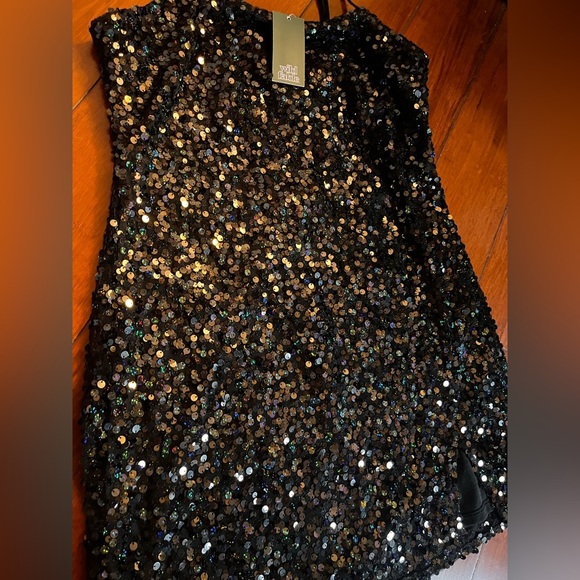 XL Black Sequin Wild Fable Mini Dress with Spaghetti Straps NWT - Picture 3 of 7